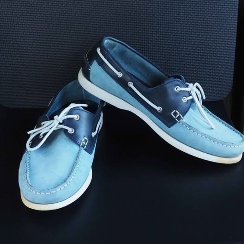 Jones Bootmaker Original Blue and Navy Boat Shoes size 11
